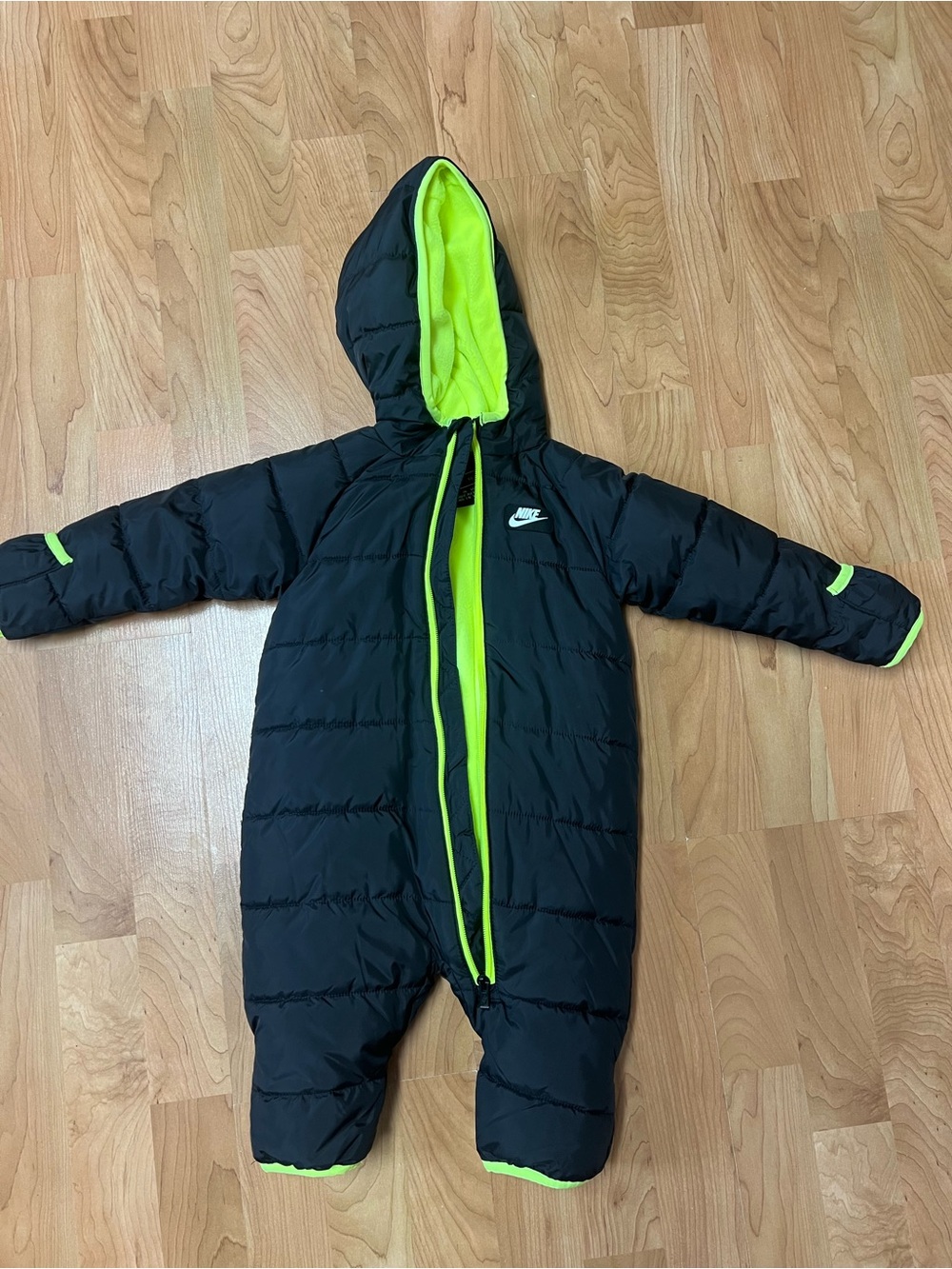 Nike Black & Neon Green Kids Puffer One-Piece